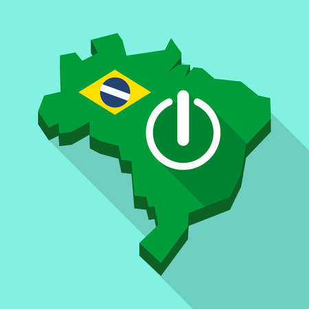 Illustration of a Long shadow map of Brazil, its flag and an off buttonのイラスト素材