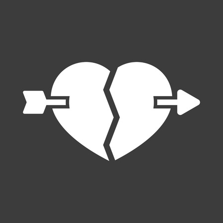 Isolated vector illustration of  a broken heart pierced by an arrowのイラスト素材