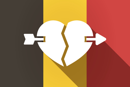 Illustration of a long shadow Germany flag with  a broken heart pierced by an arrowのイラスト素材