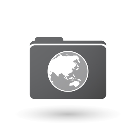 Illustration of an isolated folder signal with  an Asia Pacific world globe mapのイラスト素材