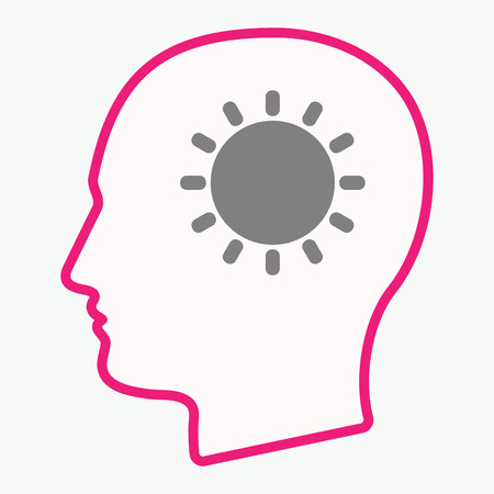 Illustration of an isolated  line art male head with a sunのイラスト素材