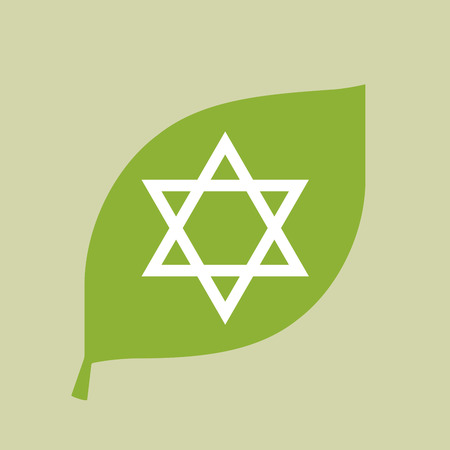 Illustration of a vector green leaf icon with a David starのイラスト素材
