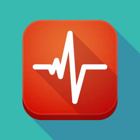 Illuatration of a long shadow app icon with a heart beat signのイラスト素材