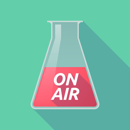 Illustration of a long shadow chemical test tube with    the text ON AIRのイラスト素材