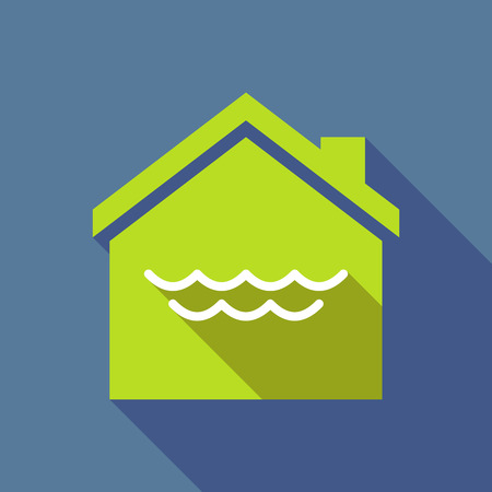 Illustration of a long shadow flat design house with a water signのイラスト素材