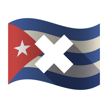 Illustration of an isolated waving Cuba flag with an x signのイラスト素材