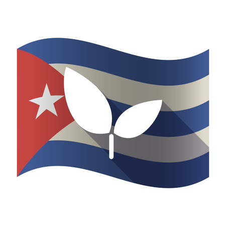 Illustration of an isolated waving Cuba flag with a plantのイラスト素材