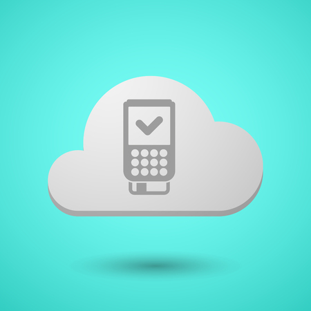 Illustration of a long shadow cloud with  a dataphone iconのイラスト素材