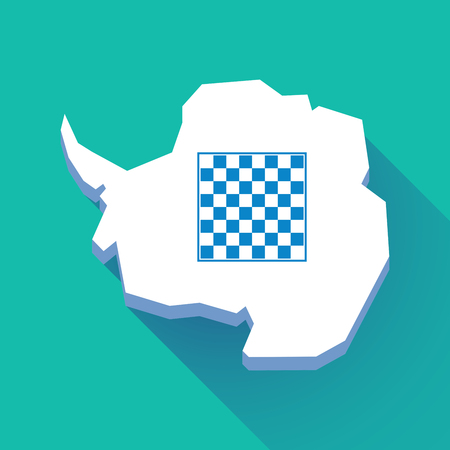 Illustration of a long shadow Antarctica map with   a chess boardのイラスト素材