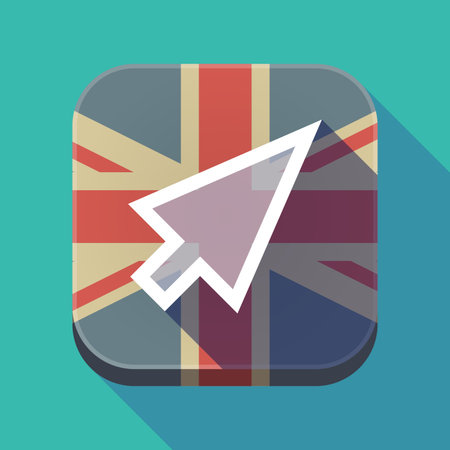 Illustration of a long shadow square button with the United Kingdom flag and a cursorのイラスト素材