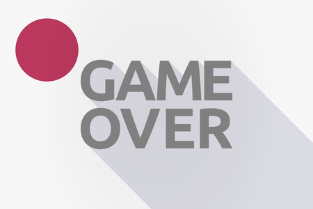 Illustration of a long shadow Japan flag with  the text Game Overのイラスト素材