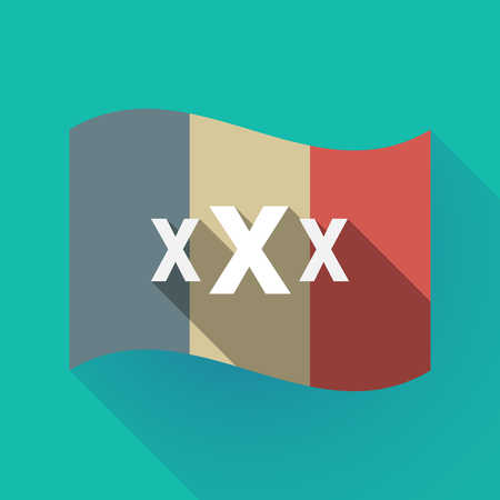 Illustration of a long shadow France flag with  a XXX letter iconのイラスト素材