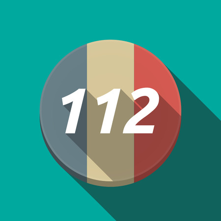 Illustration of along shadow  round France flag button with    the text 112のイラスト素材