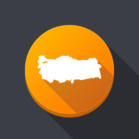 Illustration of a long shadow round web button with  a map of Turkeyのイラスト素材