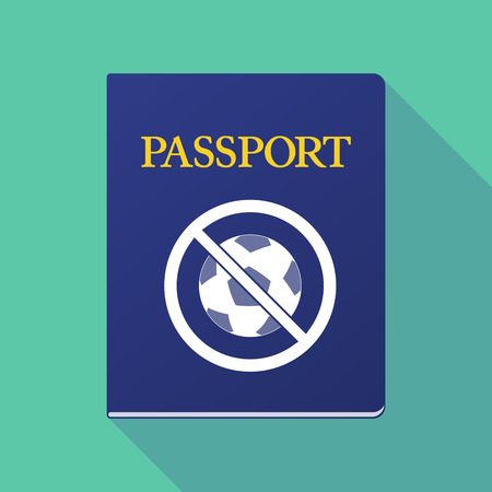 Illustration of a long shadow  passport with  a soccer ball  in a not allowed signalのイラスト素材