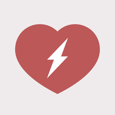 Illustration of an isolated flat color red heart with a lightningのイラスト素材
