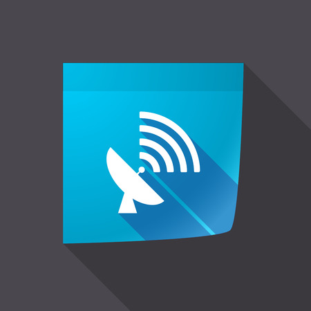 Illustration of a long shadow sticky note with a satellite dishのイラスト素材