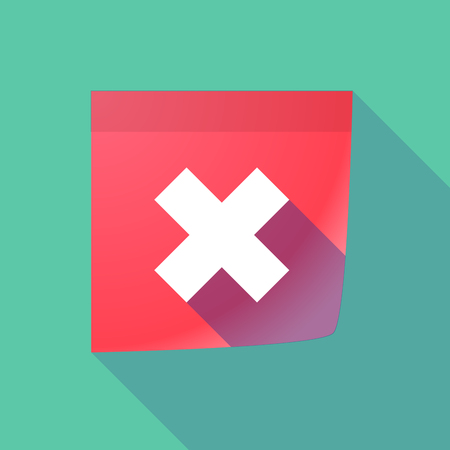 Illustration of a long shadow sticky note with an x signのイラスト素材