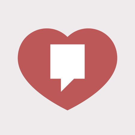 Illustration of an isolated flat color red heart with a tooltip