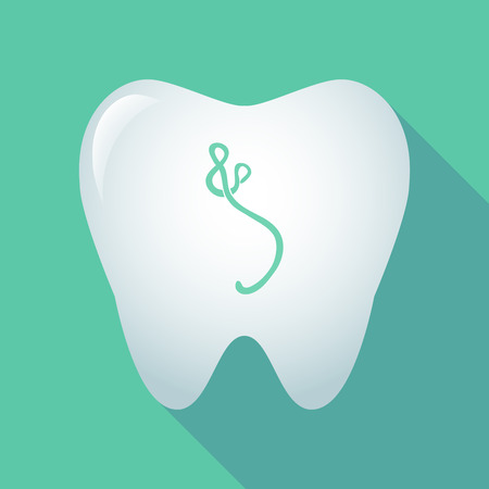 Illustration of a long shadow tooth with  an ebola signのイラスト素材