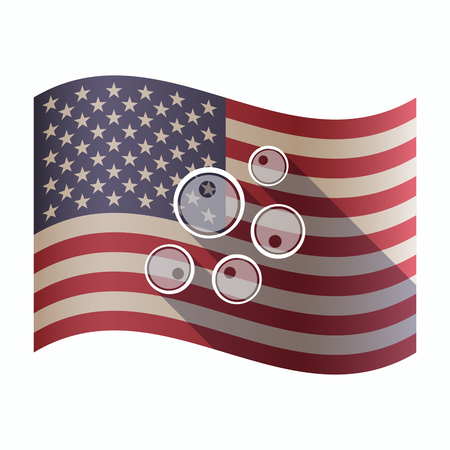 Illustration of an isolated waving United States of America flg with oocytesのイラスト素材