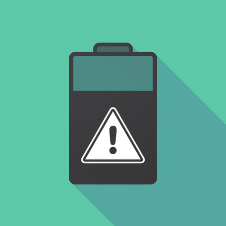 Illustration of a long shadow battery with a warning signalのイラスト素材