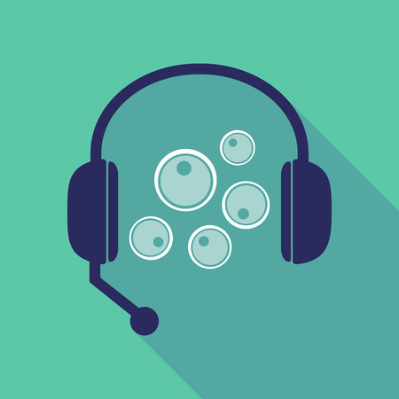 Illustration of a long shadow hands free headset with oocytesのイラスト素材