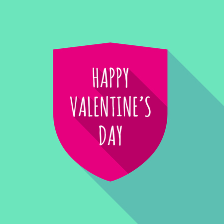 Illustration of a long shadow shield with    the text HAPPY VALENTINES DAYのイラスト素材
