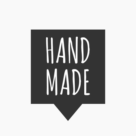 Illustration of an isolated tooltip with    the text HAND MADEのイラスト素材