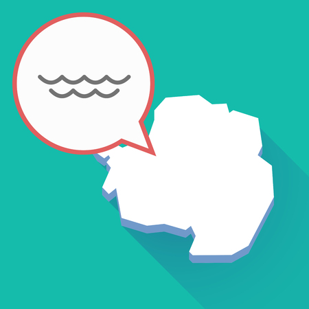 Illustration of a long shadow Antarctica map, a comic balloon and a water signのイラスト素材