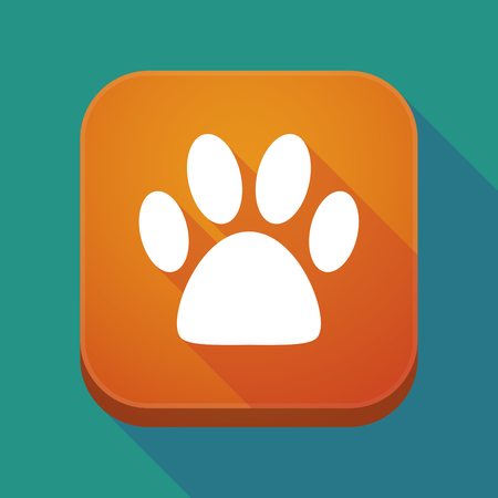 Illustration of a long shadow square applicatio button with an animal footprintのイラスト素材