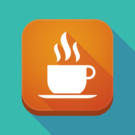 Illustration of a long shadow square applicatio button with a cup of coffeeのイラスト素材