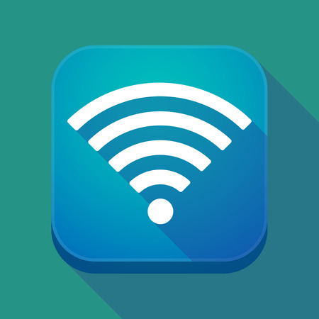 Illustration of a long shadow square applicatio button with a radio signal signのイラスト素材