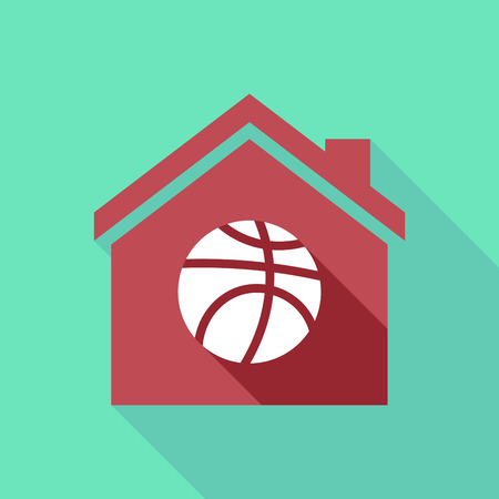 Illustration of a long shadow house with  a basketball ballのイラスト素材