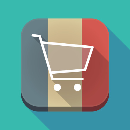 Illustration of a long shadow France flag square button with a shopping cartのイラスト素材