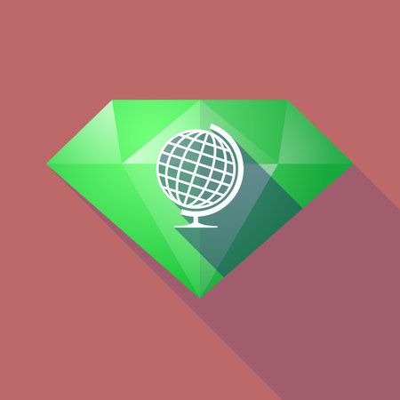 Illustration of a long shadow diamond with  a table world globeのイラスト素材