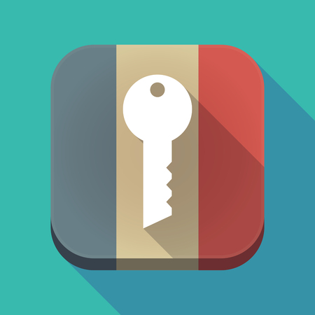 Illustration of a long shadow France flag square button with a keyのイラスト素材