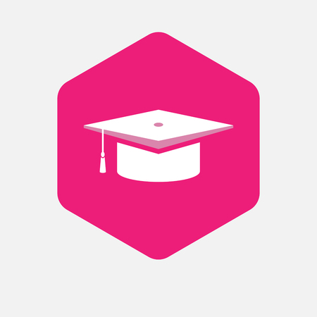 Illustration of an isolated hexagon button with a graduation capのイラスト素材