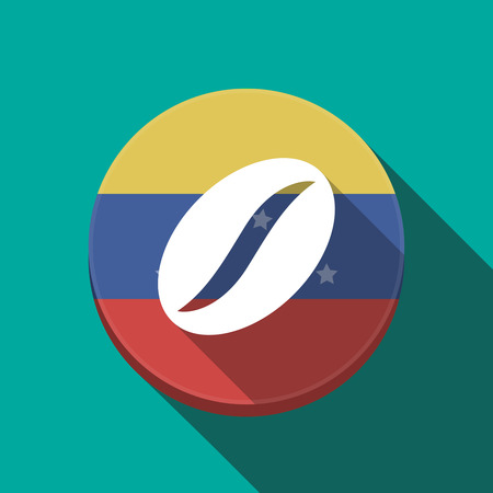 Illustration of a long shadow Venezuela rounded button with a coffee beanのイラスト素材