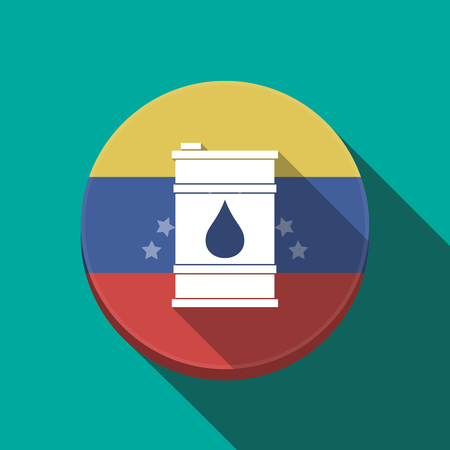 Illustration of a long shadow Venezuela rounded button with a barrel of oilのイラスト素材