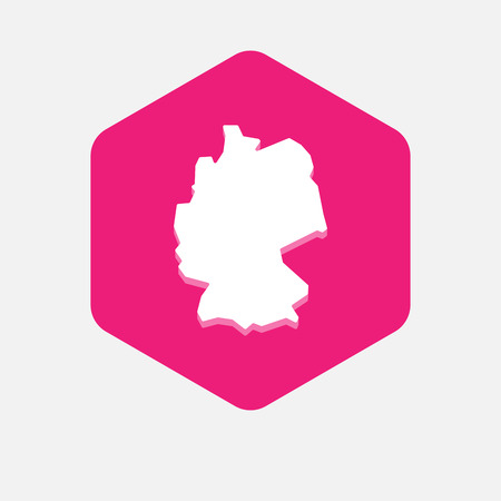 Illustration of an isolated hexagon button with  a map of Germanyのイラスト素材