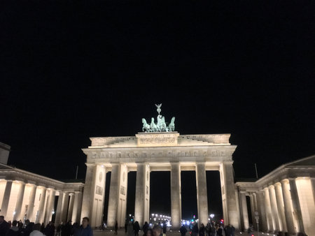 Brandenburg gate berlin at night, travel, germanyの写真素材