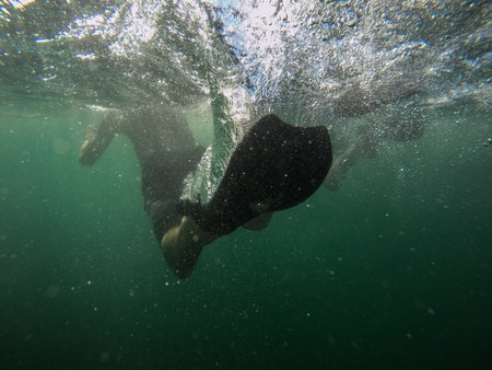 Freediver, Girl and boy, diving in tamarindo, costa ricaの写真素材