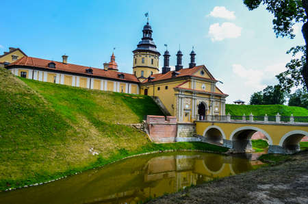 beautiful castle with a moat very bright scenery, good weatherのeditorial素材