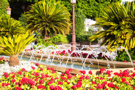 Colorful garden of the Glorieta in Murciaの写真素材