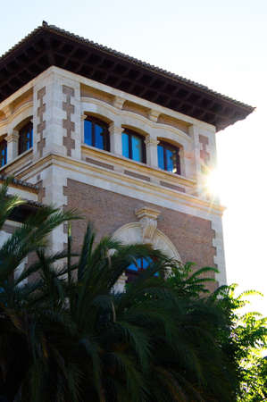 Nice houses with colorful vegetation on the facadeの写真素材