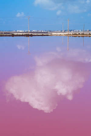 Nice landscape of stagnant lagoon for the production of salt in San Pedro del Pinatar, Murciaの写真素材