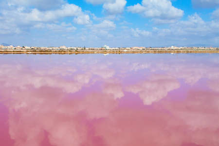 Nice landscape of stagnant lagoon for the production of salt in San Pedro del Pinatar, Murciaの写真素材