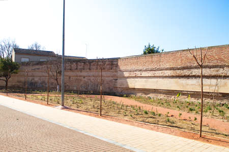 Old restored medieval aqueduct that was used to bring water to the garden and irrigate the plantations in La Ãora, Murciaの写真素材