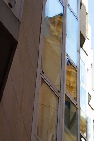 Exterior facade of a modern building in the city centerの写真素材